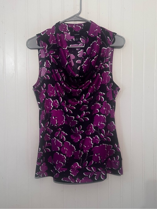 Alfani Tops - Alfani Purple Fitted Blouse with Elegant Draped Neckline